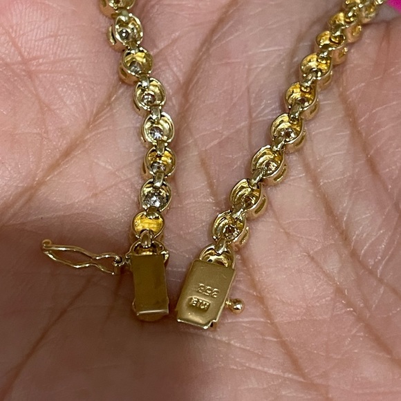 K18 18K RealGold Japan Natural Diamond Tennis Bracelet Dainty Petite - Picture 5 of 12